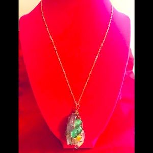 Translucent Wire Wrapped Simulated Agate Necklace